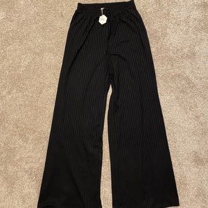 Pink blush black ribbed maternity pants